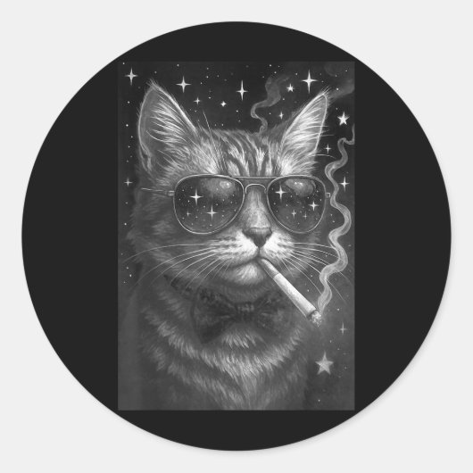 Cigarette Kitten Funny Smoking Cat Meme Stupid Bra Runder Aufkleber (Vorderseite)