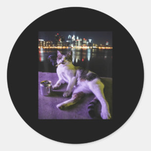 Cigarette Kitten Funny Smoking Cat Meme Stupid Bra Runder Aufkleber