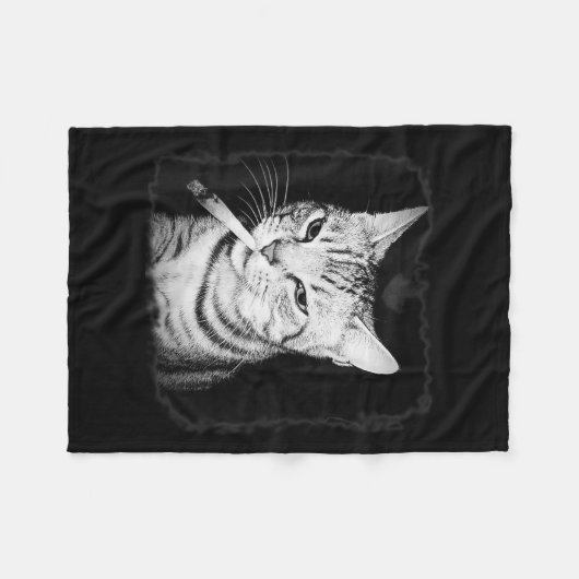 Cigarette Kitten Gang Cat Smoking Cigarette Funny  Fleecedecke (Vorderseite (Horizontal))