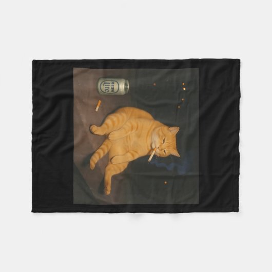 Cigarette Kitten Gen Z Joke Smoking Cat Meme Stud Fleecedecke (Vorderseite (Horizontal))