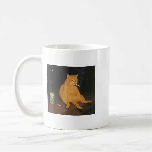 Cigarette Kitten Gen Z Joke Smoking Cat Meme Stud Kaffeetasse (Links)