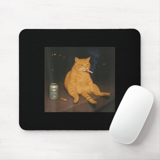 Cigarette Kitten Gen Z Joke Smoking Cat Meme Stud Mousepad (Mit Mouse)