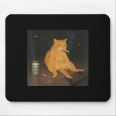 Cigarette Kitten Gen Z Joke Smoking Cat Meme Stud Mousepad (Vorne)