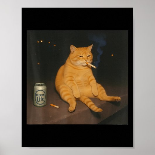 Cigarette Kitten Gen Z Joke Smoking Cat Meme Stud Poster (Vorne)