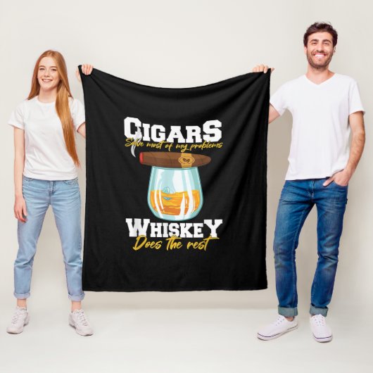 Cigars Solve Most Of My Problems Whiskey Fleecedecke (Beispiel)