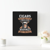 Cigars Solve Most Of My Problems Whiskey Quadratische Wanduhr (Zuhause)