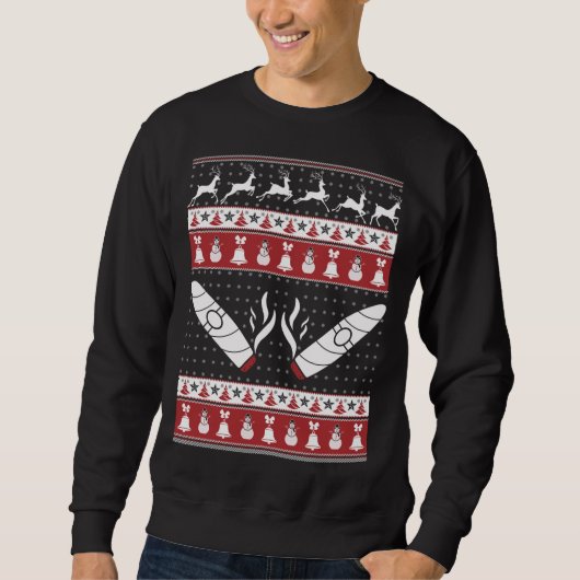 Cigars Ugly Christmas Sweater Xmas Sweatshirt (Vorderseite)