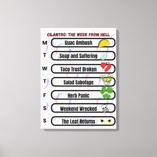 Cilantro - Die Woche von Hell Funny Anti-Cilantro Leinwanddruck (Vorderseite)