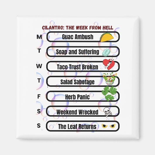 Cilantro - Die Woche von Hell Funny Anti-Cilantro Magnet (Vorne)