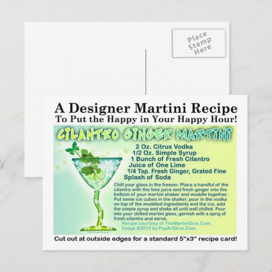 Cilantro Ginger Martini Rezept Postkarte (Vorne/Hinten)
