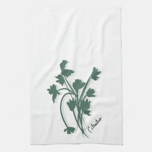 Cilantro Herb Garden Coriander Illustration Geschirrtuch