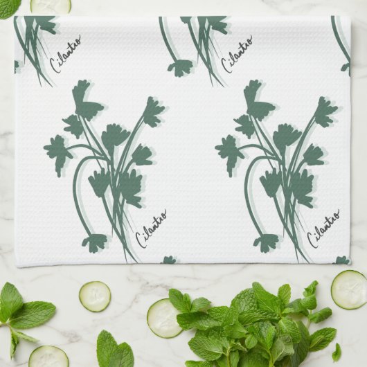 Cilantro Herb Garden Coriander Pattern Geschirrtuch (Gefaltet)