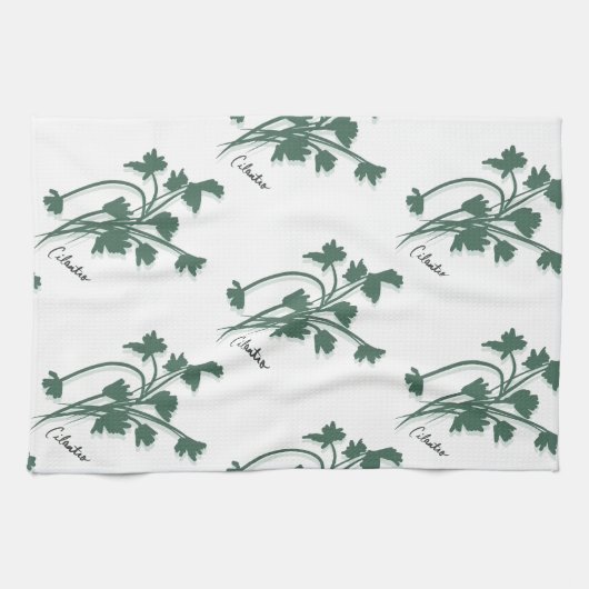 Cilantro Herb Garden Coriander Pattern Geschirrtuch (Horizontal)