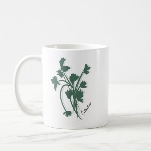 Cilantro Herb Garden Koriander Hand Drawn Kaffeetasse (Links)