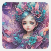 CILLA ~ WOW! Fairy Pink Blue Lavender ~ Quadratischer Aufkleber (Vorderseite)
