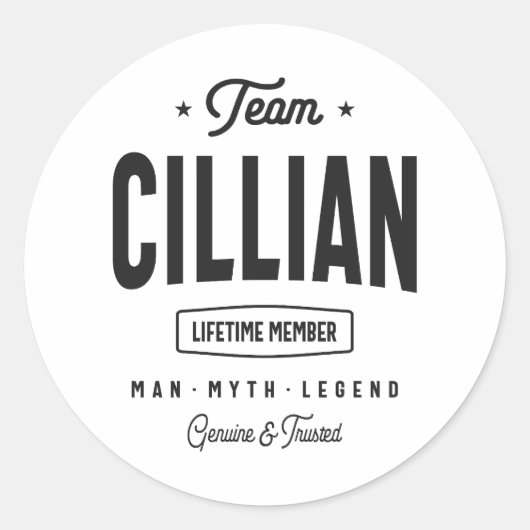 Cillian Lifetime-Mitglied Personalisiert Name Cill Runder Aufkleber (Vorderseite)