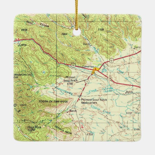 Cimarron NM Vintage Topo Map Keramikornament (Rückseite)