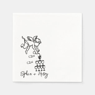 Cin Cherub Hand Drawn Cupid Icon Hochzeit Serviette