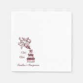 Cin Cin Cherub Handgezeichneter Cupid-Hochzeit Serviette (Vorderseite)