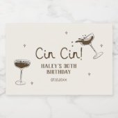 Cin Cin Espresso Martini Geburtstag Schaumweinetikett (Einzelnes Label)