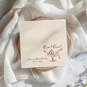Cin Cin Maroon Hand Drawn Bachelorette Serviette
