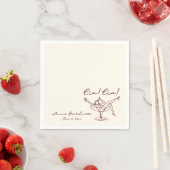Cin Cin Maroon Hand Drawn Bachelorette Serviette (Beispiel)