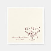 Cin Cin Maroon Hand Drawn Bachelorette Serviette (Vorderseite)