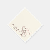 Cin Cin Maroon Hand Drawn Bachelorette Serviette (Ecke)