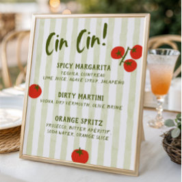 Cin Cin Tomato Brautparty Bar Menü Poster