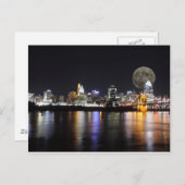 Cincinnat Skyline mit dem Mond Postkarte (Vorne/Hinten)