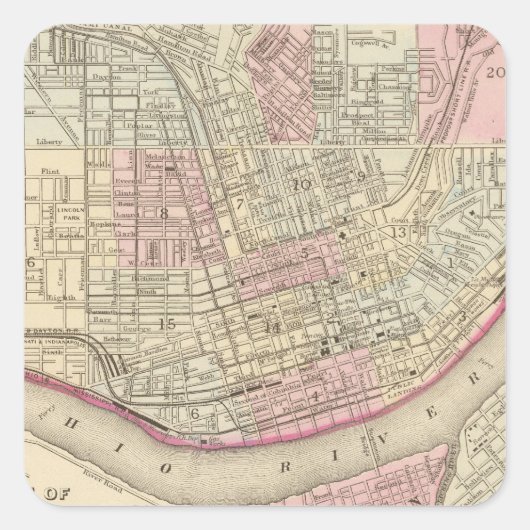 Cincinnati 2 quadratischer aufkleber (Vorderseite)