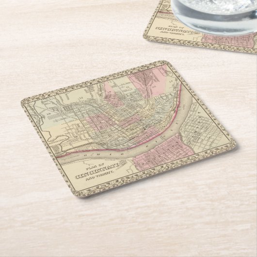 Cincinnati 2 rechteckiger pappuntersetzer (angewinkelt)