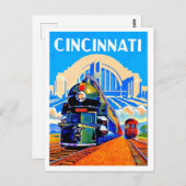 Cincinnati-Bahn, Züge, Vintage-Postkarte Postkarte (Vorne/Hinten)