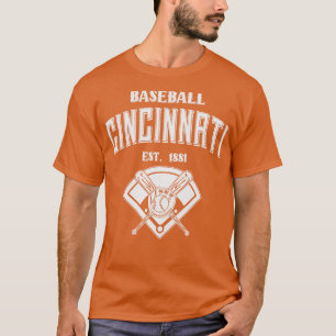 Cincinnati Baseball Est 1881 Vintager weißer Text T-Shirt