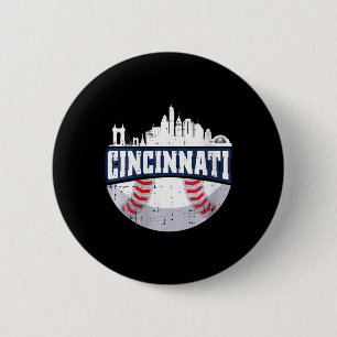 Cincinnati Baseball Skyline Ohio Baseball P Button