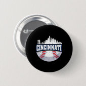 Cincinnati Baseball Skyline Ohio Baseball P Button (Vorne & Hinten)