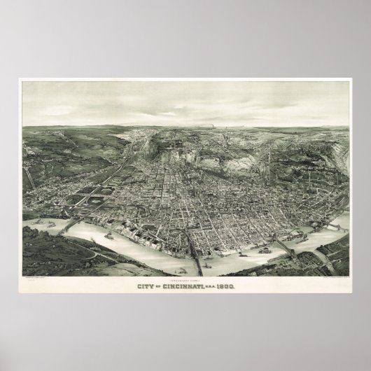 Cincinnati birdseye Karte - 1900 (Henderson) BigMa Poster (Vorne)