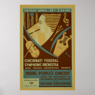 Cincinnati Bundesstaatlich Symphonic Orchestra Vin Poster