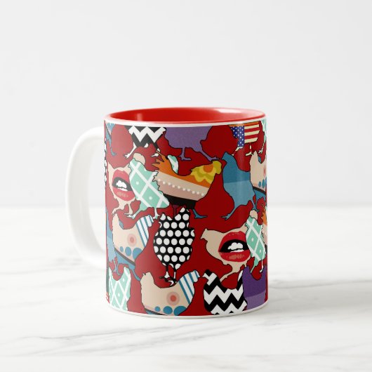 Cincinnati Chickens Red Zweifarbige Tasse (Vorderseite Links)