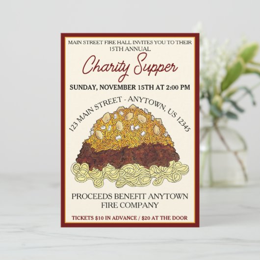 Cincinnati Chili Ohio OH Food Spaghetti Supper Einladung (Stehend Vorderseite)