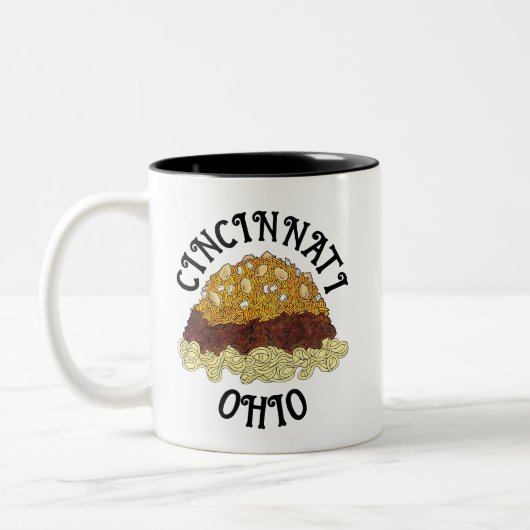 Cincinnati Chili Ohio OH Spaghetti Chili Food Zweifarbige Tasse (Links)