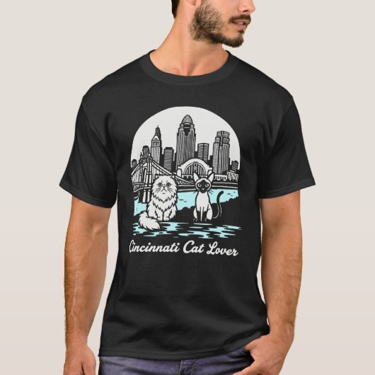 Cincinnati City Ohio Cat Lover T-Shirt (Vorderseite)