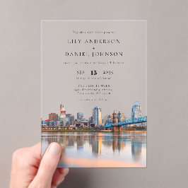 Cincinnati City Skyline Watercolor Wedding Acryleinladungen