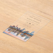 Cincinnati City Skyline Watercolor Wedding Acryleinladungen (Ablage )