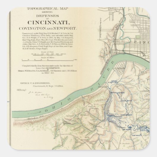 Cincinnati, Covington Quadratischer Aufkleber (Vorderseite)