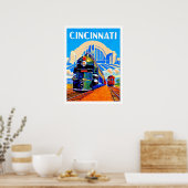 Cincinnati Eisenbahn, Züge, Vintage-Reiseplakat Poster (Küche)