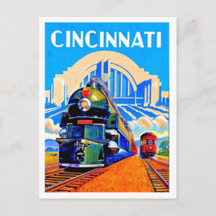 Cincinnati Eisenbahn, Züge, Vintage-Reisepostkarte Postkarte