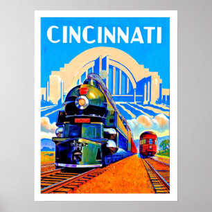 Cincinnati-Eisenbahn, Züge, Vintages Reiseplakat Poster
