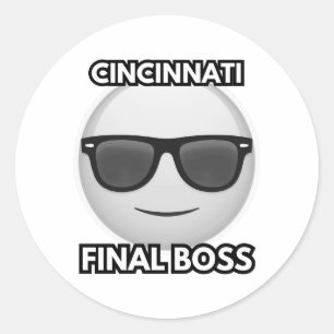 Cincinnati Endboss Cool Emoji Runder Aufkleber