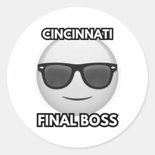 Cincinnati Final Boss Cool Emoji Runder Aufkleber (Vorderseite)